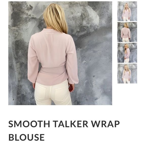 NWT Dainty Hooligan Smooth Talker Blush Wrap Blouse LARGE - Picture 8 of 11